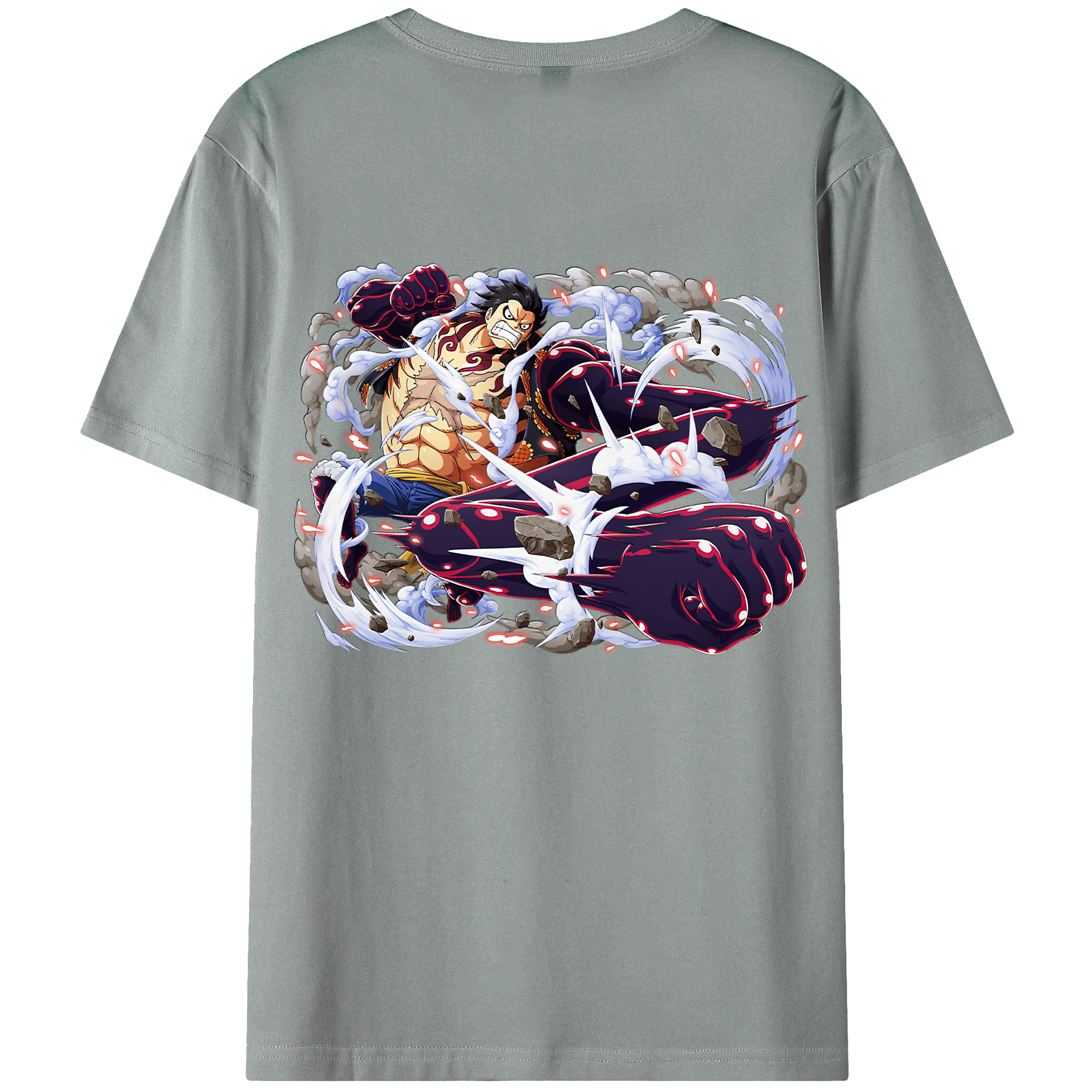 ワンピース モンキー・D・ルフィ ONE PIECE Monkey D. Luffy 綿100％ メンズ半袖Tシャツ（バックプリント） 通気性